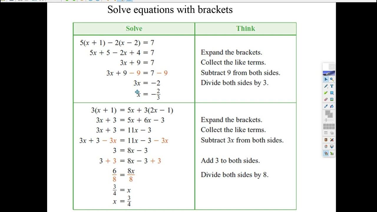 Solve equations with brackets YouTube