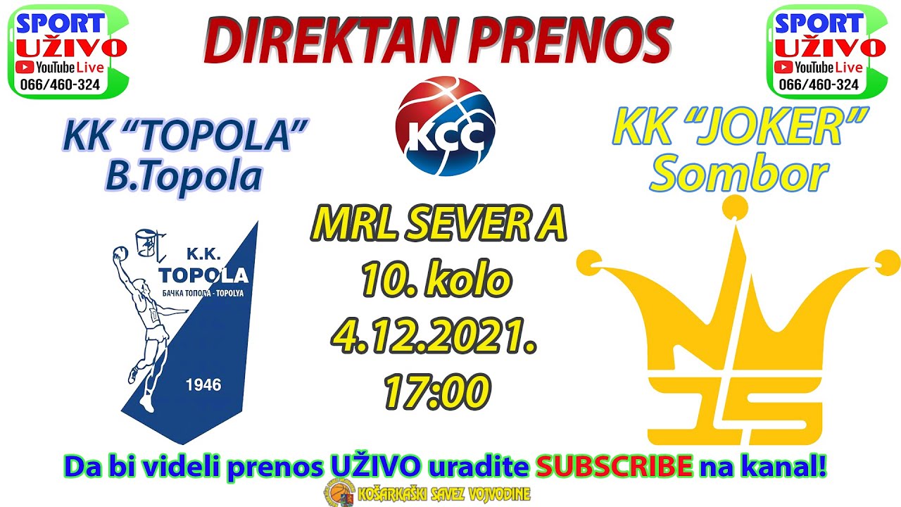 KK "TOPOLA" - KK "JOKER" - 4.12.2021. u 17h -Emitovano UŽIVO 88:86