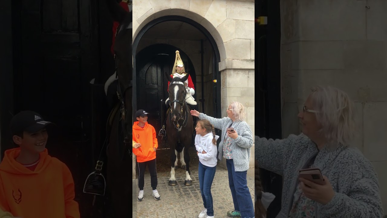 Royal Guard Horse scared sweet little girl 