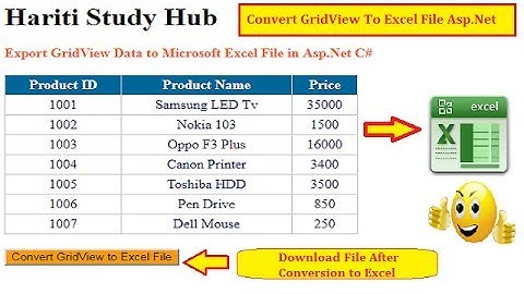 Convert GridView Control Data into Microsoft Excel File in Asp.Net C# | Hindi | Online Learning