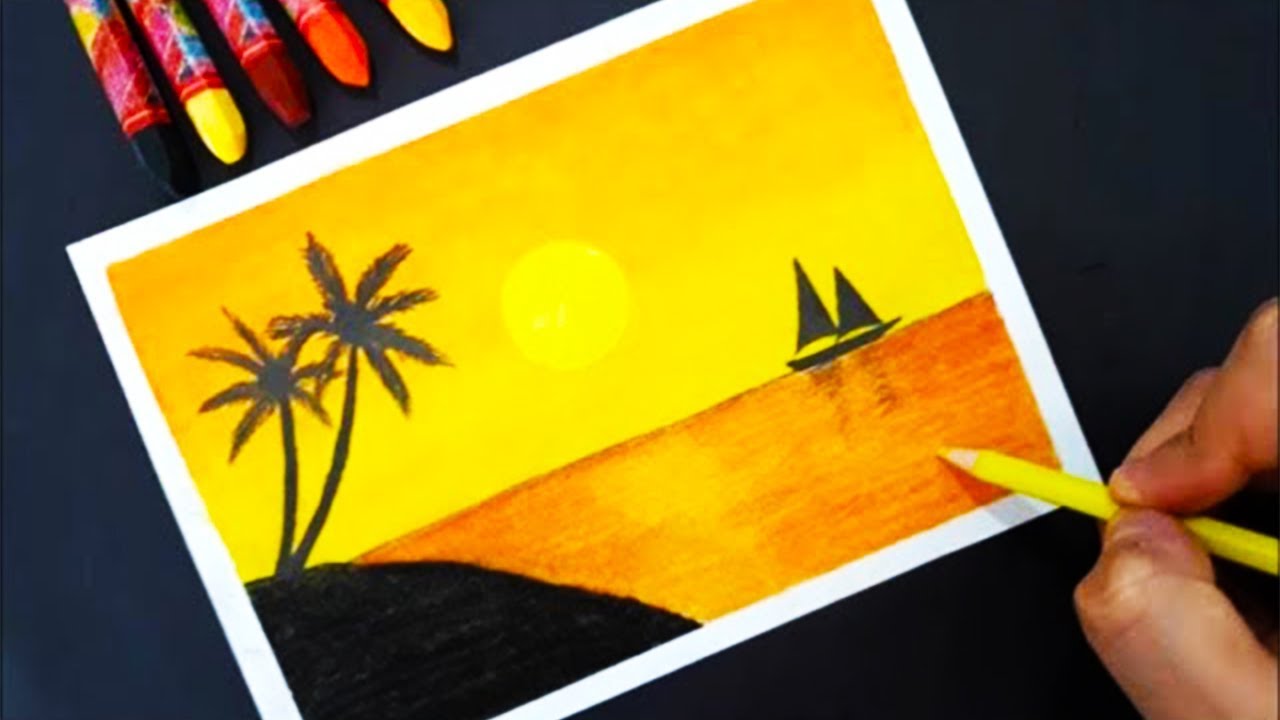 gun batimi pastel boya ile cizimi sun scenery with pastel for beginners step by step pencil drawings of nature oil pastel art rangoli designs simple diwali
