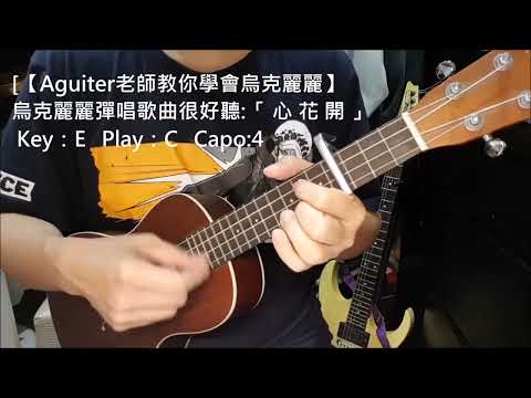烏克麗麗彈好聽歌曲: 心花開 (全曲詳細教學版) ~  Key=E  Play:C  Capo:4