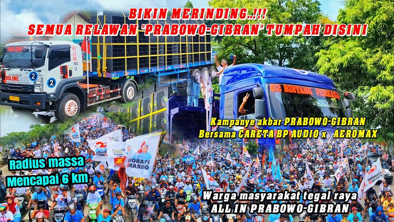 MERINDING..!!! TEGAL PECAHKAN REKOR SEMUA RELAWAN PRABOWO-GIBRAN TURUN GUNUNG KAMPANYE AKBAR DISINI