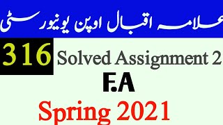 316 Solved Assignment Nmb 2 Spring 2021// Aiou 316 Solved Assignment For u