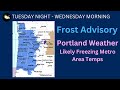 Portland weather pacific northwest frost advisory