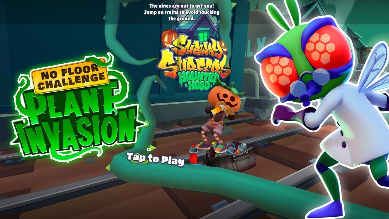 SUBWAY SURFERS PLANT INVASION 🌿SUBWAY SURFERS NO FLOOR CHALLENGE IN HAUNTED HOOD 2024🎃🪰 HALLOWEEN