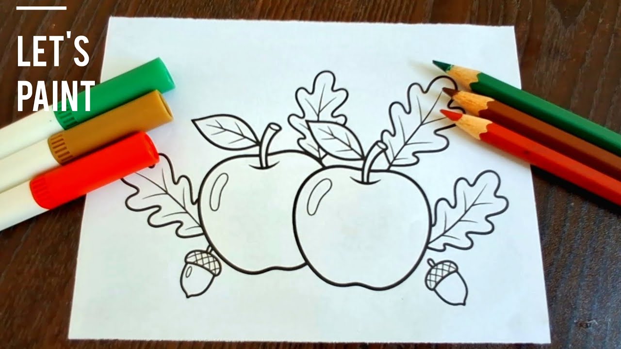 ASMR Coloring Apple Art Coloring Tutorial 🍎🍎|| Colored Pencils vs Acrylic Markers 👩‍🎨👩‍🎨