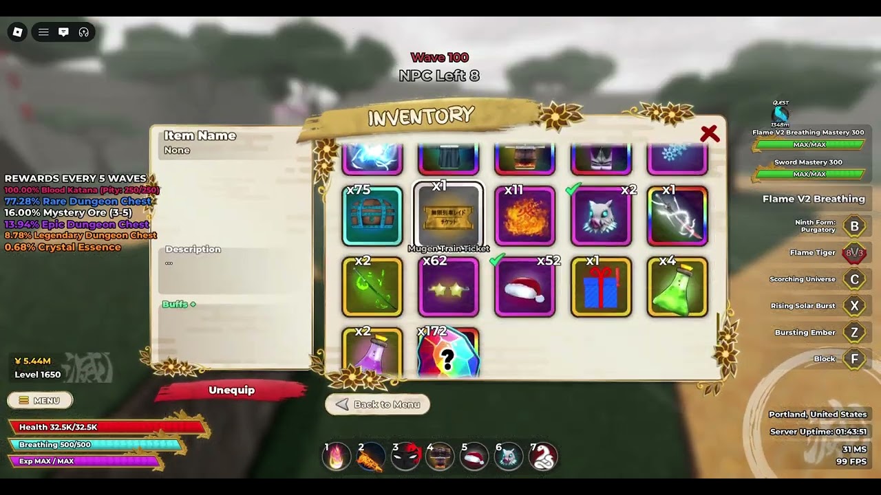 로블록스 약한 유산2 블러드 카타나 확정으로 얻기(힘들었다..)[약한 유산2(weak legacy2)]