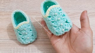 كروشيه لكلوك لطفل - سليبر- من 0 إلى 3 أشهر how   to crochet baby shoes (0 to 3 months )