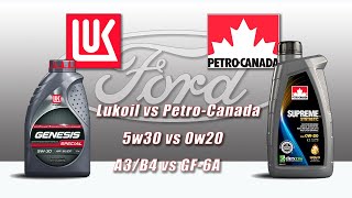 Lukoil Genesis Special 5w30 против Petro Canada Supreme Synthetic 0w20 (из одного автомобиля).