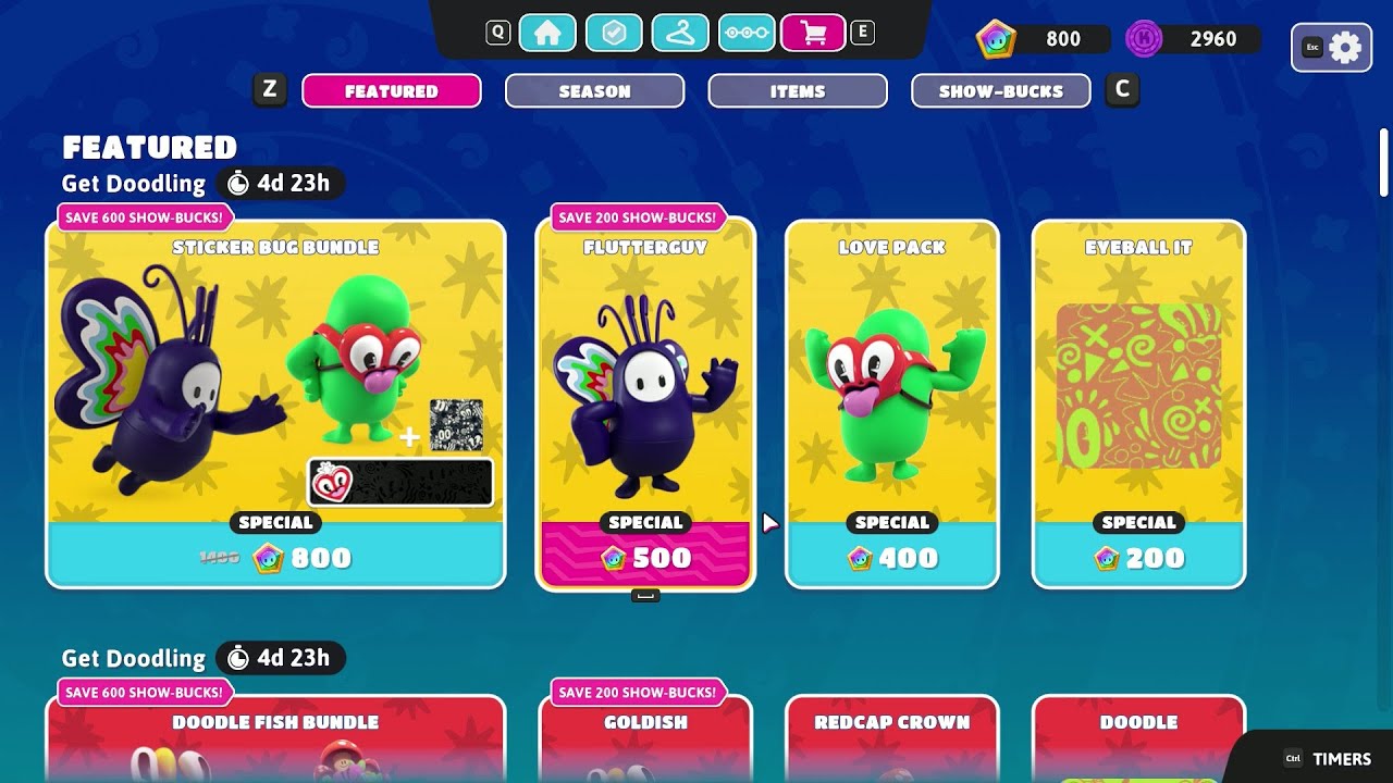 Fall Guys Item Shop (Sticker Bug Bundle) - YouTube
