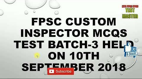 FPSC Customs intelligence inspector FBR sloved test Batch 3 held 10th September 18