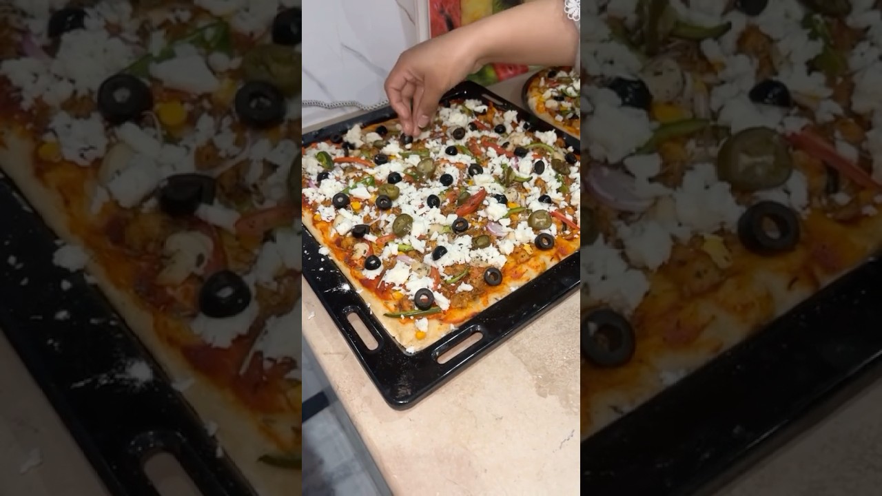 Homemade yummy pizza 🍕. For fun and productive videos, you can visit my YouTube channel✨