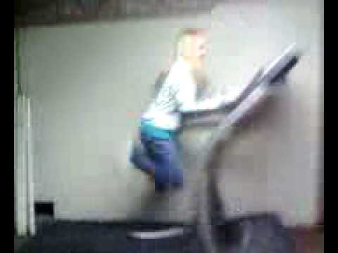 leah flips off of treadmill