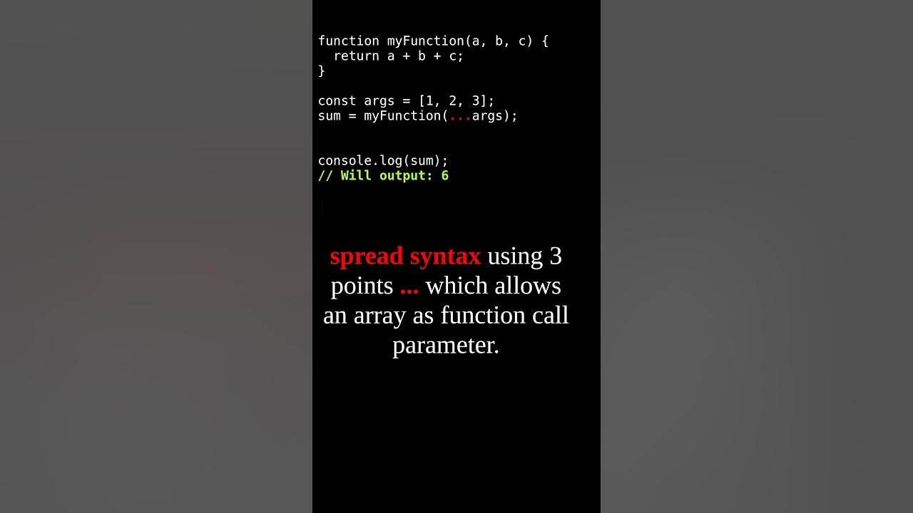 JavaScript (JS) Use Array as function parameters with spread syntax # ...