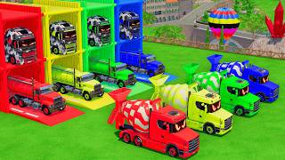 Garage with Colors ALL MIXER TRUCK WITH DOUBLE FLATBED TRAILER TRUCK, VOLVO, SCANIA, MACK, FS25 #311 screenshot 5
