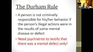 Criminal Law Chapter 6 Defenses Excuses: Insanity