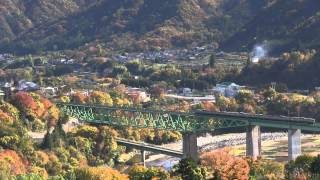 中央線　115系山スカ　紅葉の鳥沢鉄橋　上り　20121116