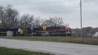 IAIS 517, 511, and 702 lead a mixed freight train Westbound in Tiffin, Iowa!