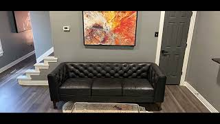 POLY & BARK Essex Sofa in Full-Grain Semi-Aniline Italian Tanned Leather, Midnight Blue