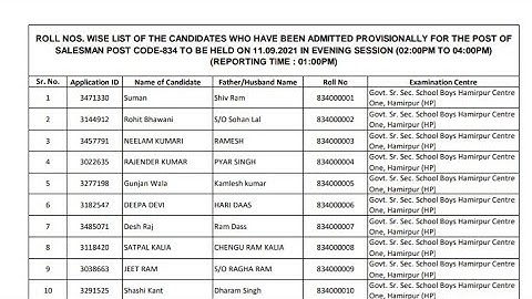 HPSSC SALESMAN POSTAL CODE 834 ADMIT CARD OUT 2021 || #hpssc #salesman834 #admitcard