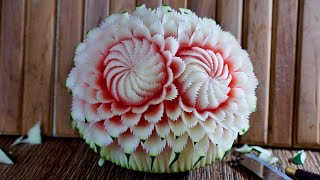 Watermelon Carving Mixed Design Fruit Carving By Chef Namtarn