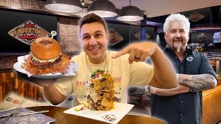 I Try Guy Fieri's Flavortown Sports Kitchen in Las Vegas Crispy Cheese Burger!