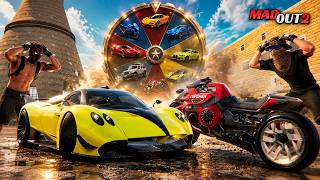 WHEEL OF FORTUNE in MADOUT 2 RACES! RANDOM PICKS OUR CAR - BINKO TOPCHAN vs MISTER BLOGER