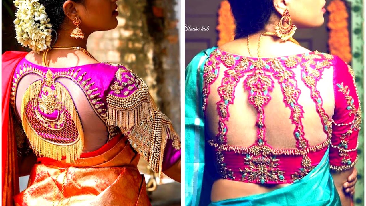 Best Embroidery Back Neck Saree Blouse Designs YouTube