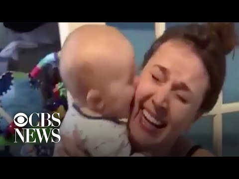 9-month-old baby covers mom in kisses in viral video