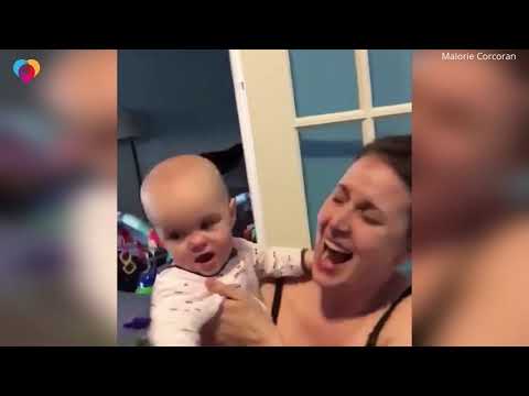 9 month old baby covers mom in kisses in viral video