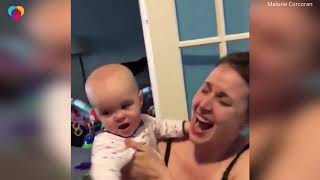 9-month-old baby covers mom in kisses in viral video