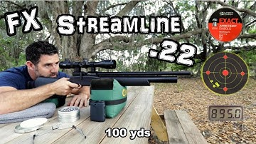 FX Streamline .22 Air Rifle (Review) + 50 & 100 Yard Accuracy TEST - Regulated PCP Smooth Twist