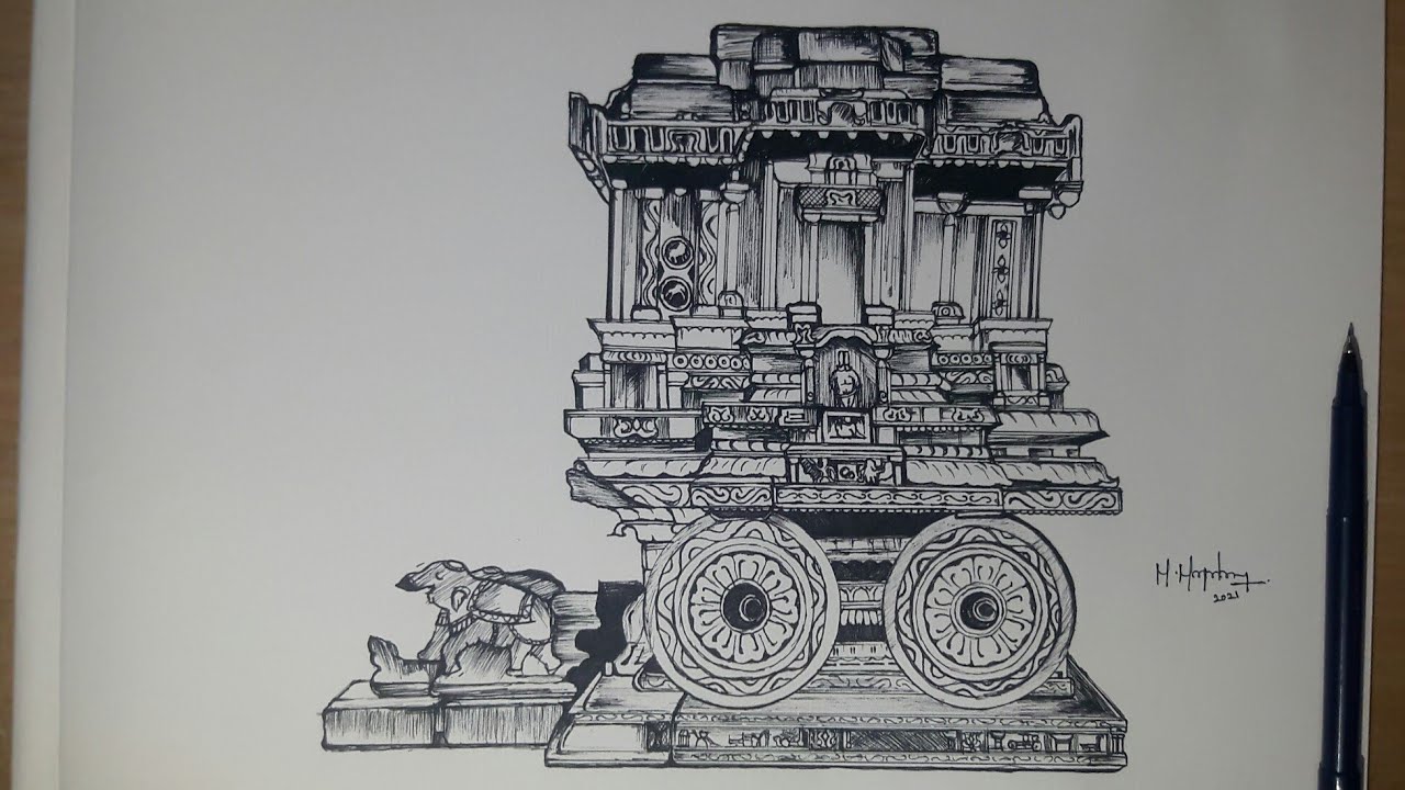 Details more than 74 hampi stone chariot sketch latest - in.eteachers