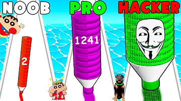 NOOB VS PRO VS HACKER IN CRAYON RUSH 3D WITH SHINCHAN & CHOP