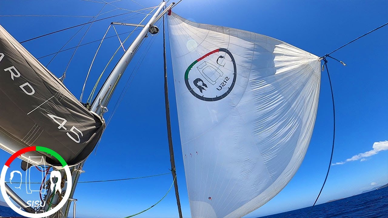 #102 HOW TO TACK with a BIG CODE D Sail!!!!! you JIBE! | Sailing Sisu Leopard 45 Catamaran