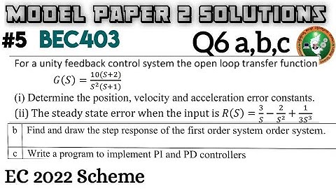 #5 Control System Q6 a,b,c Model Paper 2 Solution 4th Sem ECE 2022 Scheme VTU BEC403