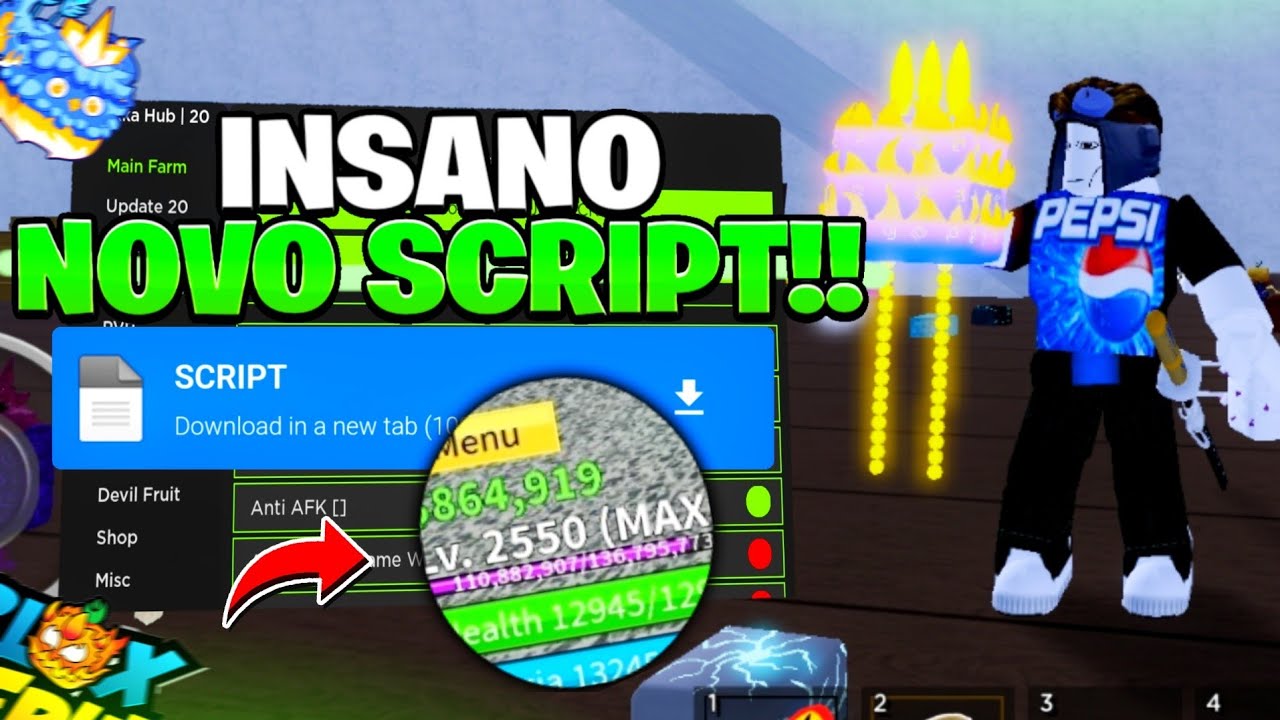 UPDATE 20!! 🔥SCRIPT BLOX FRUITS🍎 ATUALIZADO PARA CELULAR E PC!! PEGA  LEVEL MAX E FRUTA DO MAMUTE🐘 