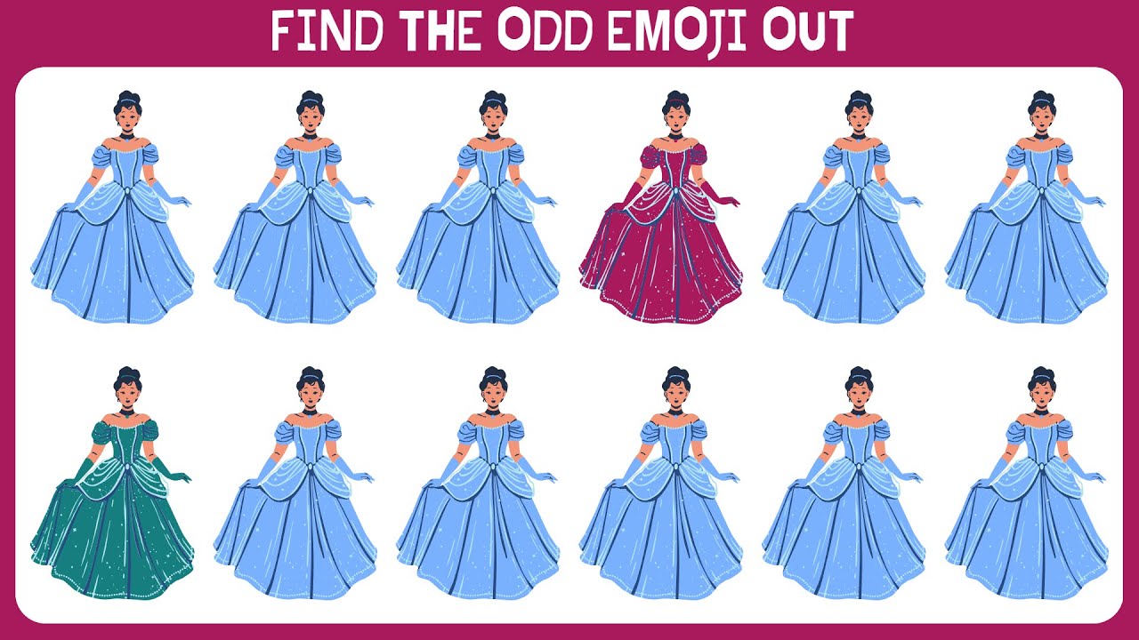 Find The Odd One Out Disney Princess | disney quiz | find odd CINDERELLA out | emoji 