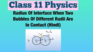 Radius Of Interface When Two Bubbles Of Different Radii Are In Contact (Hindi) | Class 11 Physics
