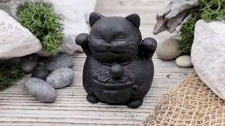 Фигурка из шунгита Кот с кастрюлей S / Shungite figurine Maneki Neko S (арт. 225)