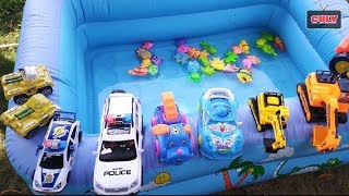 Đồ chơi câu cá hồ bơi xe ô tô siêu nhân gao - collection vehicle car and fish toy pool