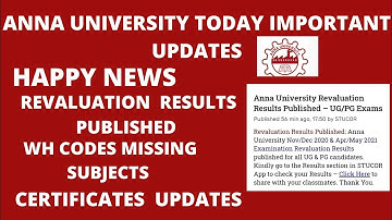 Anna university open book exam Revaluation results published|wh codes missingsubjects | certificate