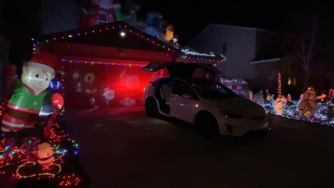 Happy Holiday Everyone Tesla Model X Christmas Light Show Custom Carbon Fiber Concept One