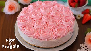 TORTA FIOR DI FRAGOLA per la Festa della Mamma ️- no bake strawberry cake Lorenzo in cucina