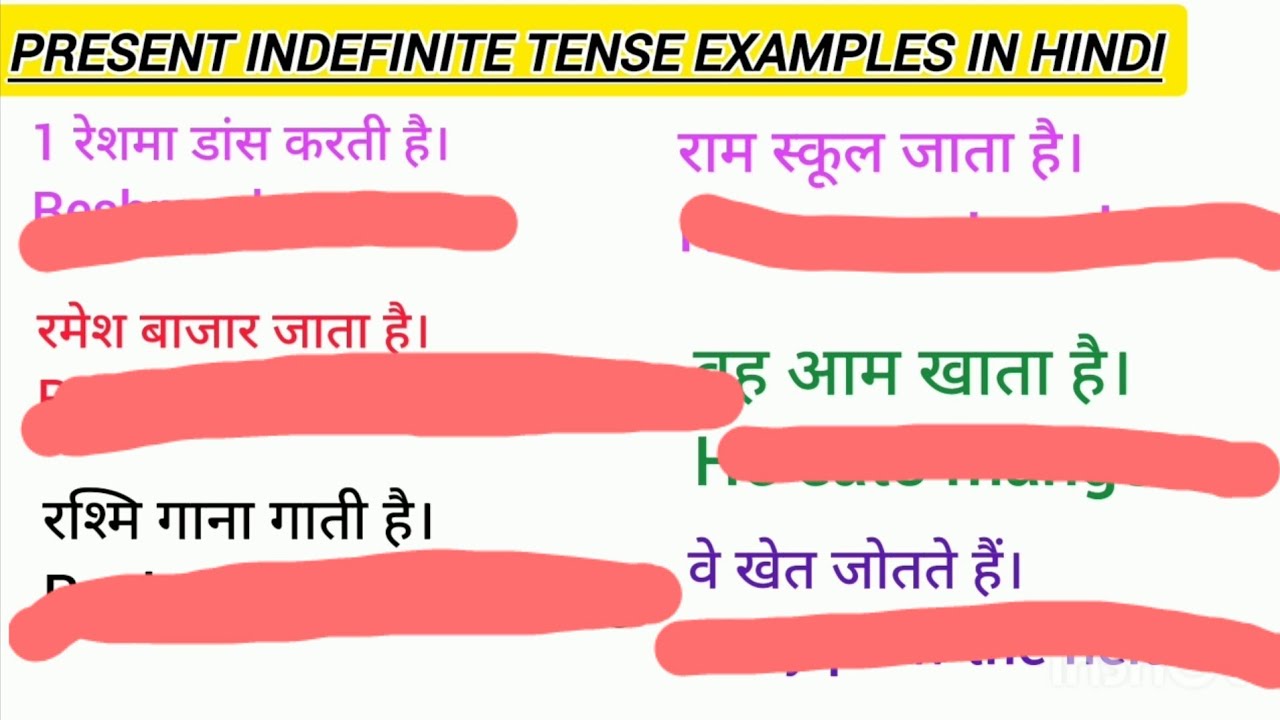present indefinite tense examples in Hindi / simple sentences / - YouTube