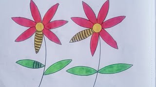 How to coloring flower 💐🌹 step by step coloring for kids, Toddlers, painting , drawing