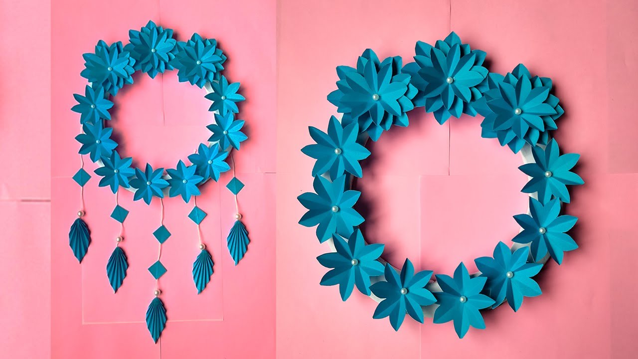 New Paper Flowers Wall Decoration/New wall hanging craft ideas with ...