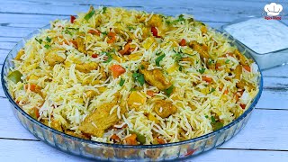 عندك صدور دجاج ورز 🍛 حضري أطيب والذ وجبة في طبق واحد 😋 بجد هتبهرك