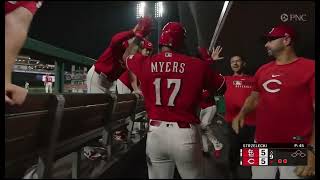 Dane Myers game-tying home run with Reds down to their last out as heard on all broadcasts